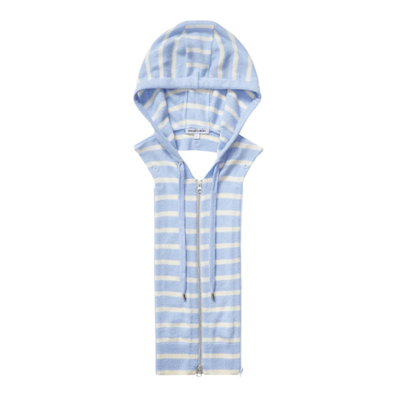 VERONICA BEARD Cashmere Hoodie Dickey in Bluebell & Ivory - Picture 1 of 8